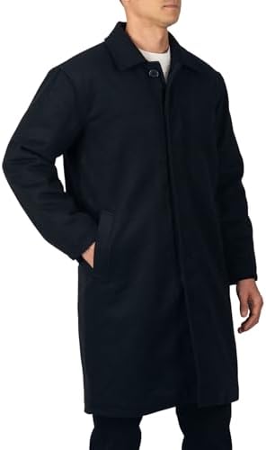 Long Length Brown Fur Collar Cotton Coat for Men - Mens Black